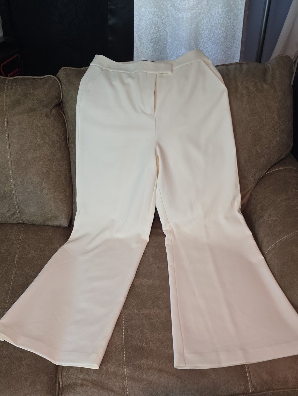 High-Waist Cream Boot‑Cut Pants for Women
